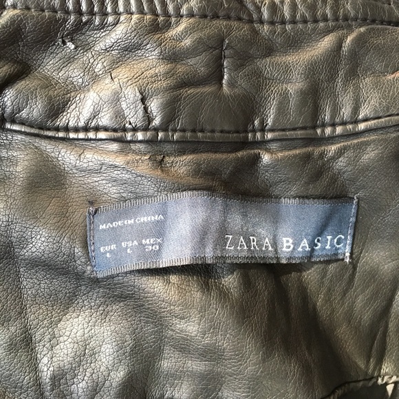 • ZARA Biker Moto Faux Vegan Leather Collar Jacket - Picture 8 of 8